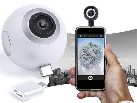 camera 360 graden, micro usb en type c connectie