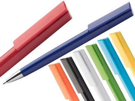 balpen shopper met chromen tip en top blauwe inkt