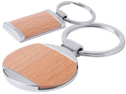 sleutelhanger van hout en metaal. vitolok