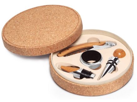 wijnset van kurkmateriaal