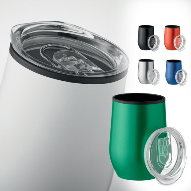 dubbelwandige reisbeker rvs, pp binnenzijde 350 ml