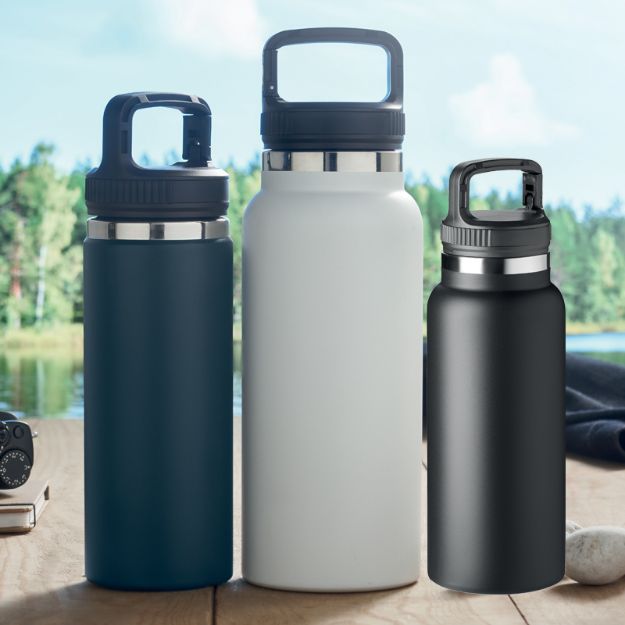 dubbelwandige rvs thermosfles met haak 970 ml