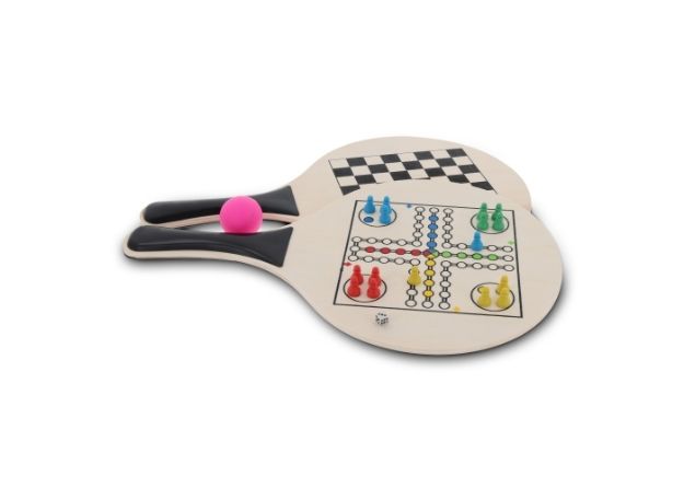 mdf strand tennis set met gezelsschapsspellen