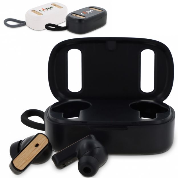 tws draadloze oortjes bamboe