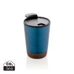 recycled pp en roestvrijstalen kurk koffiebeker - blauw
