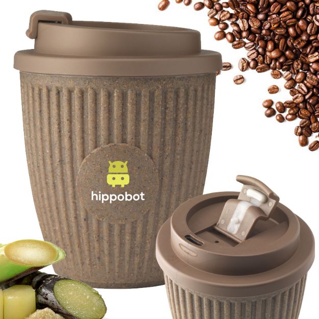 on the go koffiebeker van koffiedrab en suikerriet