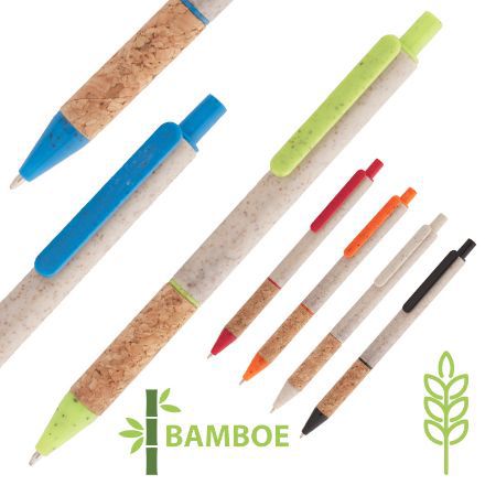 balpen tarwestro en bamboe corgy blauwschrijvend