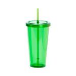 transparante plastic beker met rietje 750 ml - groen