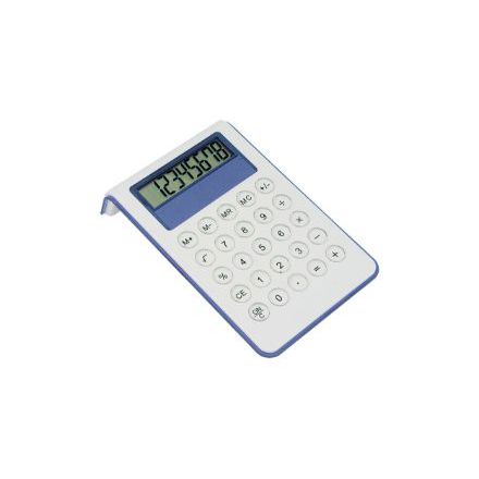 gekleurde plastic rekenmachine met 8 decimalen.