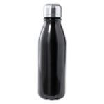 flesvormige, aluminium sportfles 550 ml raica - zwart