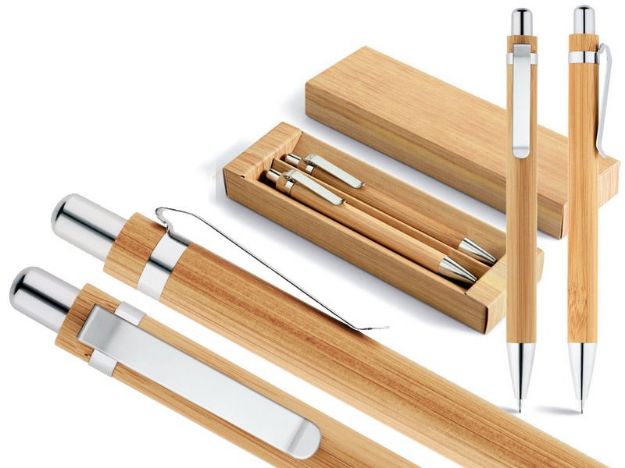 balpen en vulpotlood in bamboe