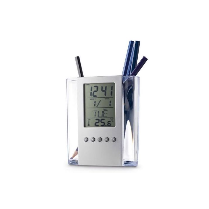 pennenhouder met klokje en thermometer
