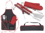 vijf delige bbq set met drie rvs accessoires