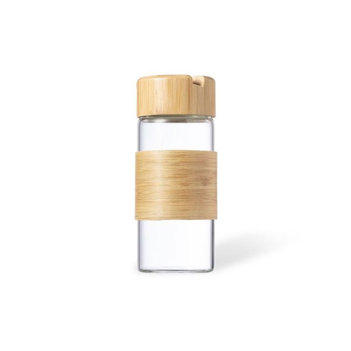 drinkfles nowsly glas en bamboe 450 ml