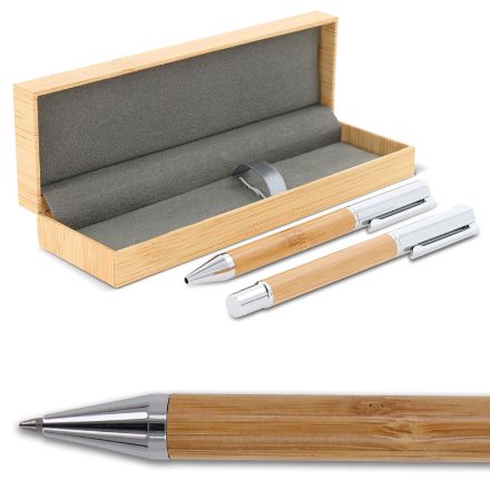 balpen en rollerbal set bamboe
