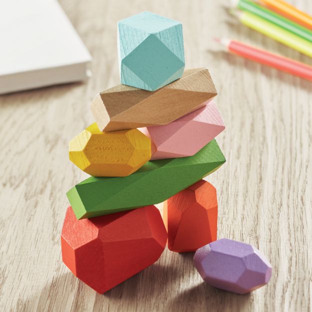 8 stapelbare houten stenen