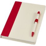 set a5 notitieboek en balpen van melkverpakkingen - rood