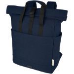 15 inch recycled canvas rolltop laptoptas - blauw