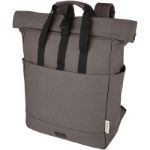 15 inch recycled canvas rolltop laptoptas - grijs