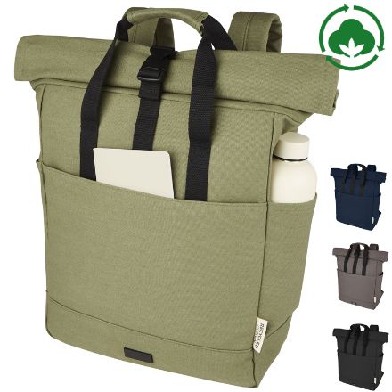 15 inch recycled canvas rolltop laptoptas