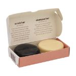 unwaste duopack scrub & shampoo bar