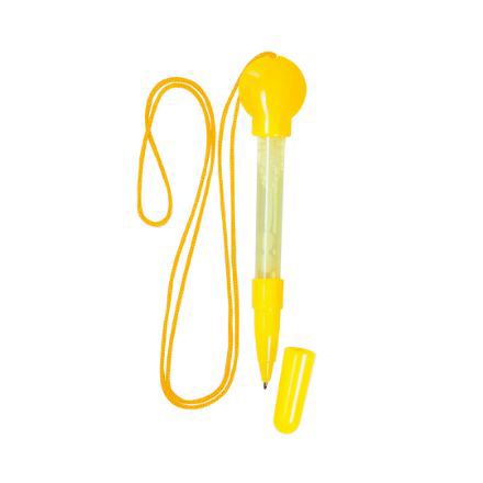 plastic balpen met lanyard - geel