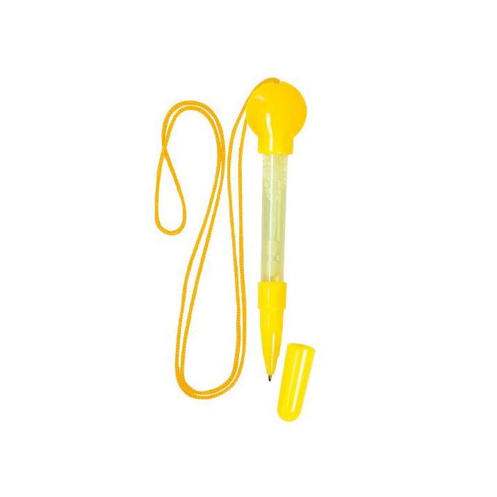 plastic balpen met lanyard - geel