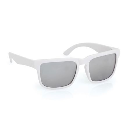 plastic zonnebril met uv400 glazen bunner - wit