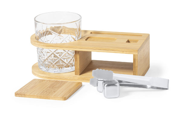 whisky set met bamboe standaard devon