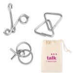 set van 3 denkspelletjes in katoenen tasje.