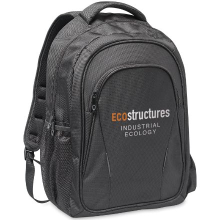 15 inch laptop rugtas met hoofdvak en voorvak.