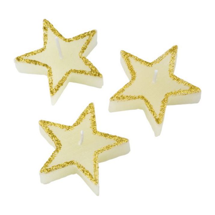 drie theelichten in de vorm van sterren lorna