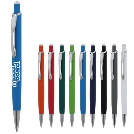 balpen monaco metaal rubberised blauwe inkt