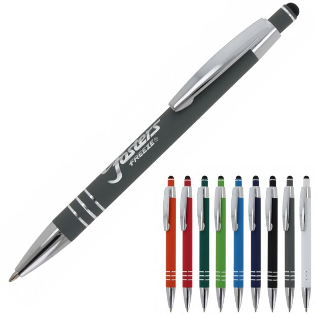 balpen athene metaal rubberised blauwe inkt