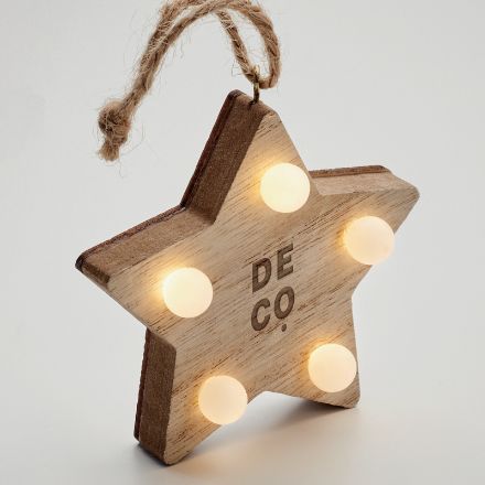 houten ster met lichtjes