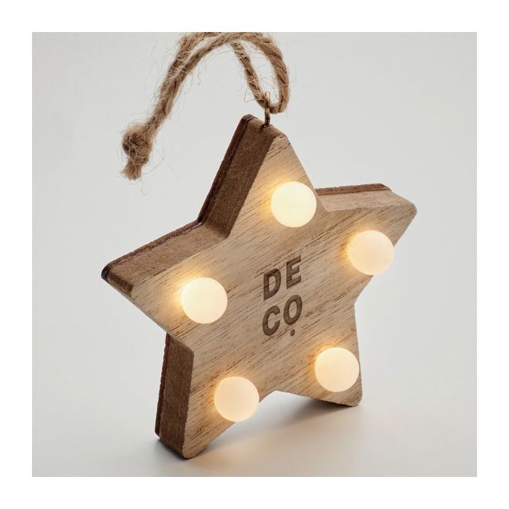 houten ster met lichtjes