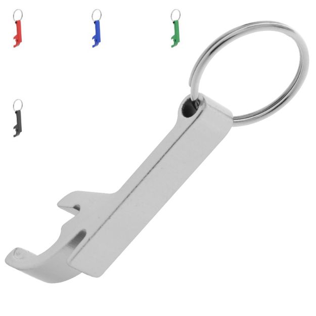 aluminium flessenopener met sleutelhanger savior