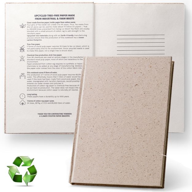 a5 notitieboekje kaft van afval van theebladeren