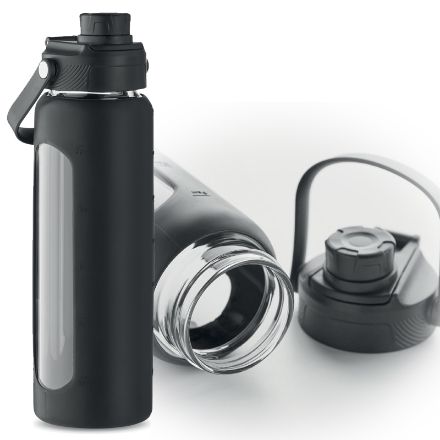 glazen fles met hoes 750 ml