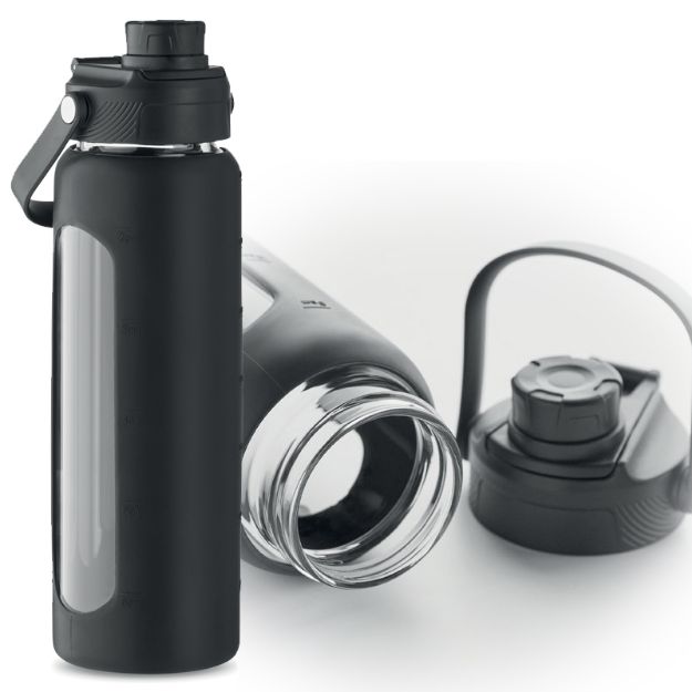 glazen fles met hoes 750 ml