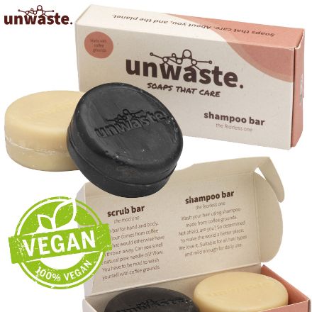 unwaste duopack scrub & shampoo bar