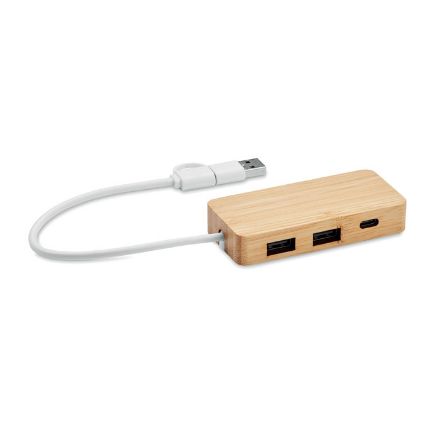 bamboe usb hub 3 poorten