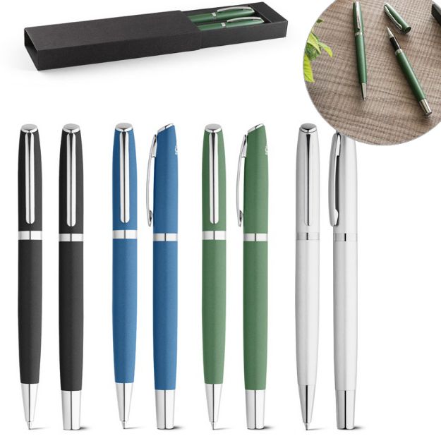 roller en balpen set gerecycled aluminium