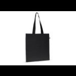 fairtrade katoenen tas gekleurd lang 38 x 42 cm - zwart