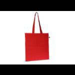 fairtrade katoenen tas gekleurd lang 38 x 42 cm - rood
