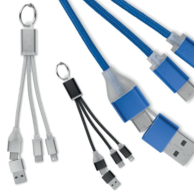 sleutelhanger met 4 in 1 oplaadkabels