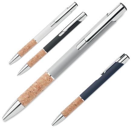 pen van aluminium en bamboe blauwschrijvend