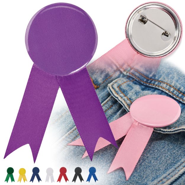 tinnen speld met clip en lint