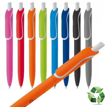 balpen click softtouch recycled abs blauwe inkt