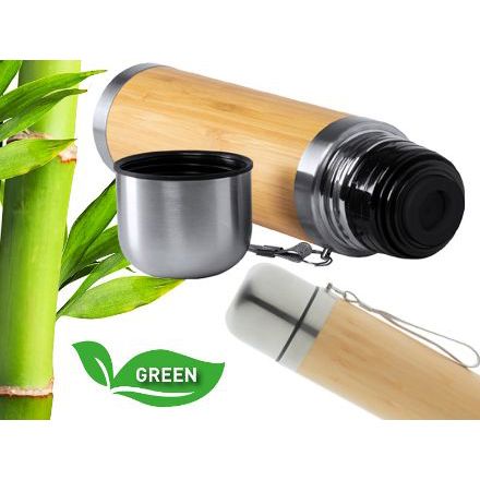 rvs thermosfles met bamboe bekleding tiakyr 420 ml